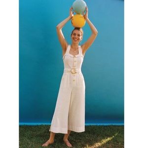 Anthropologie Cape Cod Linen Blend White Jumpsuit